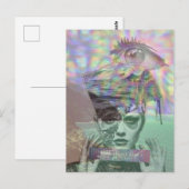 Surreal Woman Glitch Collage Postkarte (Vorne/Hinten)
