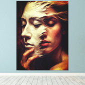 Surreal Woman Portrait with Painted Mask Leinwanddruck (Insitu (Holzboden))