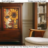 Surreal Woman & Sunflower Collage DS7L Decoupage Seidenpapier