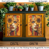 Surreal Woman & Sunflower Collage DS7R Decoupage Seidenpapier