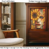 Surreal Woman & Sunflower Collage DS7R Decoupage Seidenpapier
