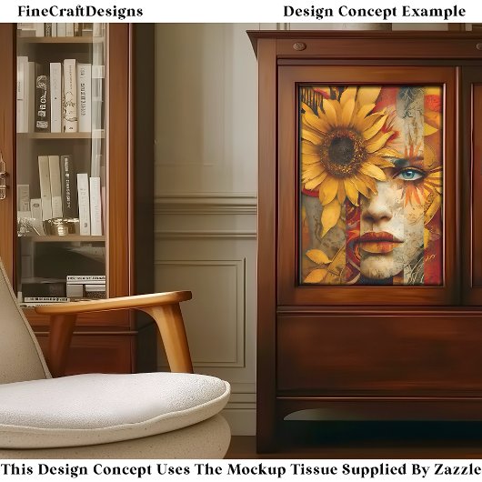 Surreal Woman & Sunflower Collage DS7R Decoupage Seidenpapier