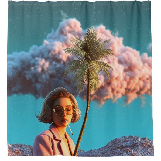 Surreal Woman with Palm Tree Duschvorhang (Vorderseite)