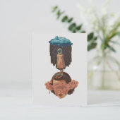 Surreal Woman With Rain Cloud Collage Postkarte (Stehend Vorderseite)
