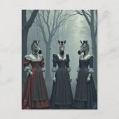 Surreal Women With Zebra Heads in Forest Postkarte (Vorderseite)