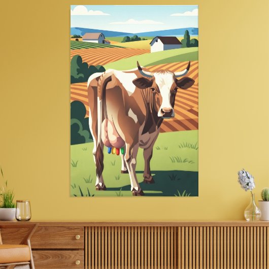 Surreal WPA styled cow Leinwanddruck (Insitu (Wohnzimmer))
