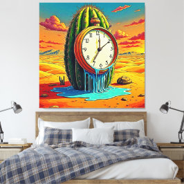 Surreal Wüstenuhr Kunst Leinwanddruck