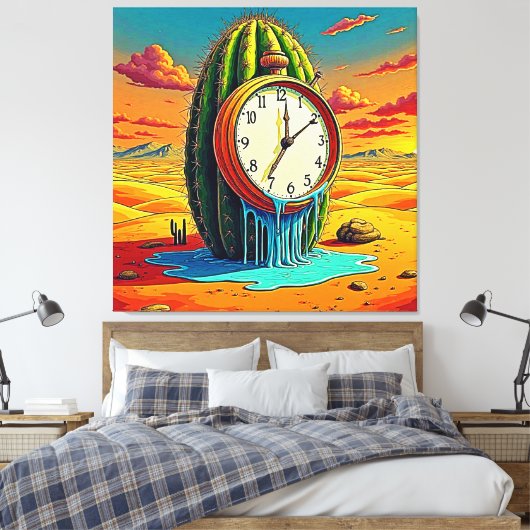 Surreal Wüstenuhr Kunst Leinwanddruck (Insitu (Schlafzimmer))