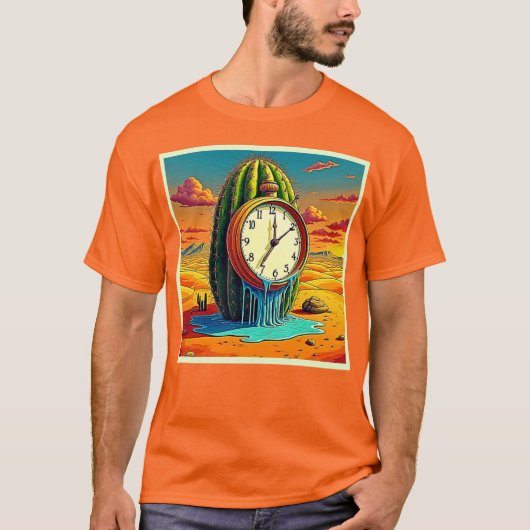 Surreal Wüstenuhr Kunst T-Shirt (Vorderseite)