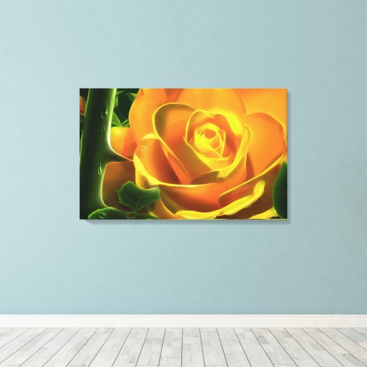 Surreal Yellow Rose Wrapped Canvas Leinwanddruck (Insitu (Holzboden))