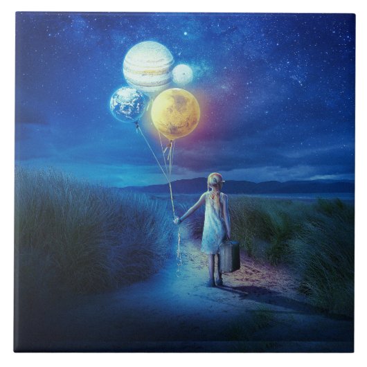 Surreal zieht in ihre Zukunft Fliese (Vorderseite)