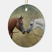 Surreal zwei Pferde Malerei. Keramik Ornament (Links)