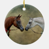 Surreal zwei Pferde Malerei. Keramik Ornament (Hinten)