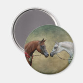 Surreal zwei Pferde Malerei. Magnet (Vorderseite/Rückseite)