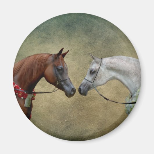 Surreal zwei Pferde Malerei. Magnet (Vorne)