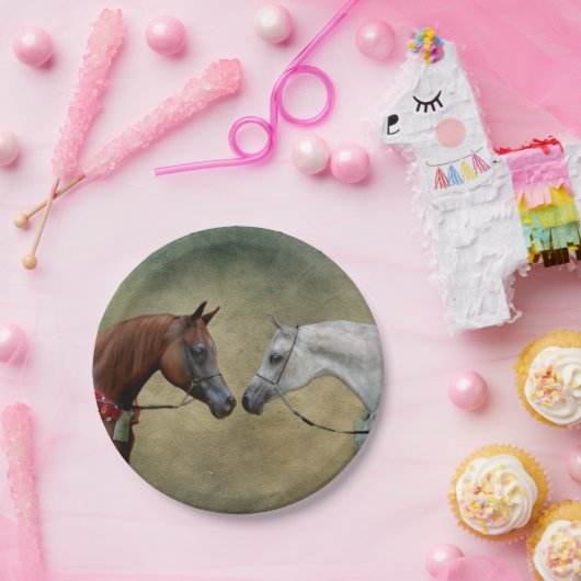 Surreal zwei Pferde Malerei. Pappteller (Party)