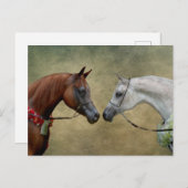 Surreal zwei Pferde Malerei. Postkarte (Vorne/Hinten)