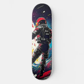 Surrealastronaut im Weltraum Lino Cut Art Skateboard (Vorderseite)