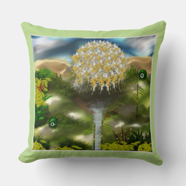 Surreale Augen Traum von Leuchtern Abstrakte Kunst Kissen (Vorderseite)