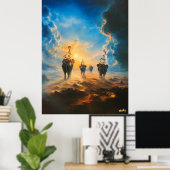 Surreale Elefanten im Mystischen Himmel - surreali Poster (Heimbüro)