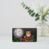 Surreale Eule und Mond Business_cards Visitenkarte (Stehend Vorderseite)