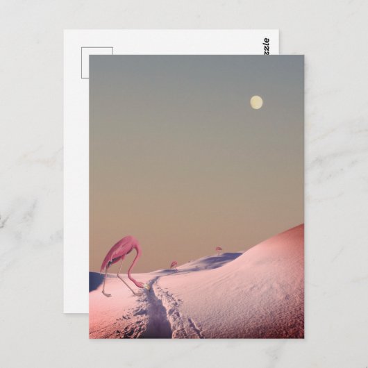 Surreale Flamingos im Schnee Postkarte (Vorne/Hinten)