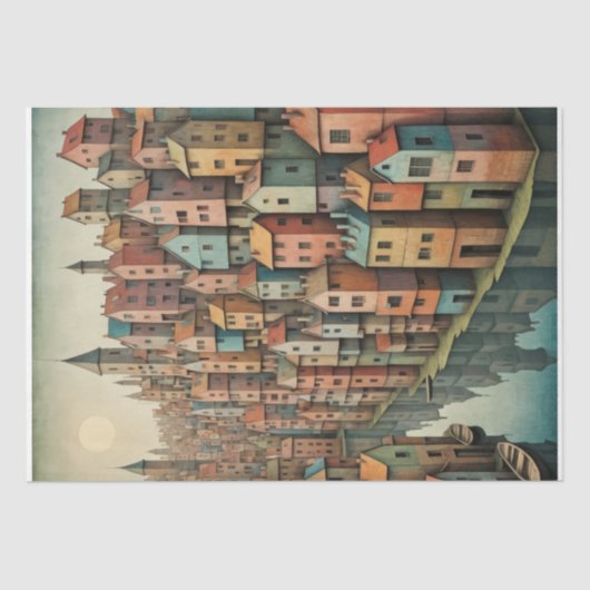 Surreale Flusslandschaft in Pastelltönen Seidenpapier (Vorderseite)