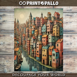 Surreale Flusslandschaft in Pastelltönen Seidenpapier