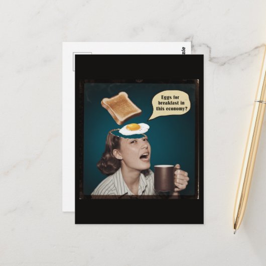 Surreale Frau, Eier zum Frühstück In dieser Wirtsc Postkarte (Vorderseite/Rückseite Beispiel)