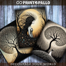 Surreale Frau im Zusammenhang mit Bäumen Geschenkpapier Set