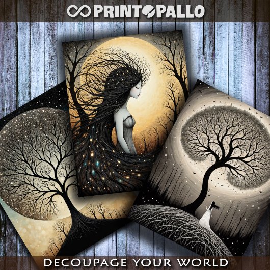 Surreale Frau im Zusammenhang mit Bäumen Geschenkpapier Set