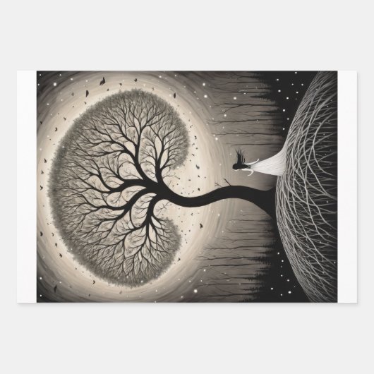 Surreale Frau im Zusammenhang mit Bäumen Geschenkpapier Set (Vorderseite 3)