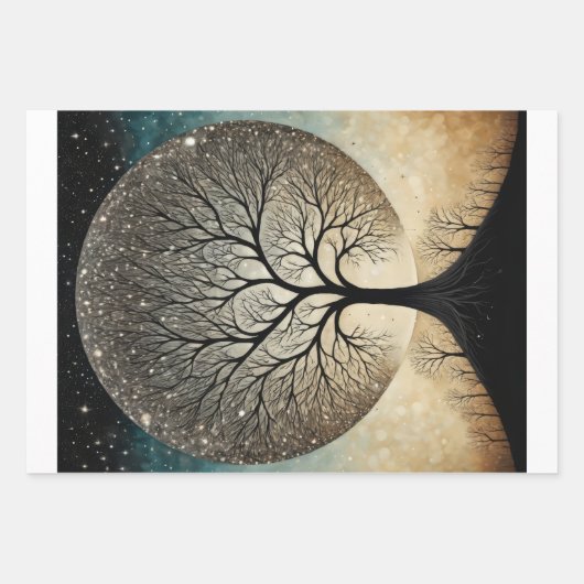 Surreale Frau im Zusammenhang mit Bäumen Geschenkpapier Set (Vorderseite 2)