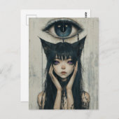 Surreale Frau mit Katzenohren Postkarte (Vorne/Hinten)