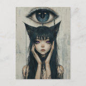 Surreale Frau mit Katzenohren Postkarte (Vorderseite)