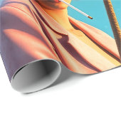 Surreale Frau mit Palme Geschenkpapier (Rolleneckpunkt)