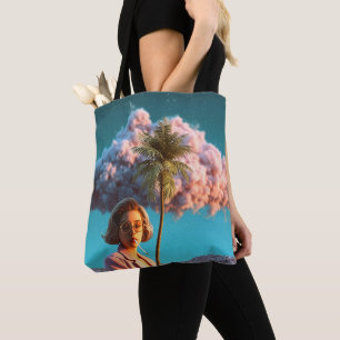 Surreale Frau mit Palme Tasche