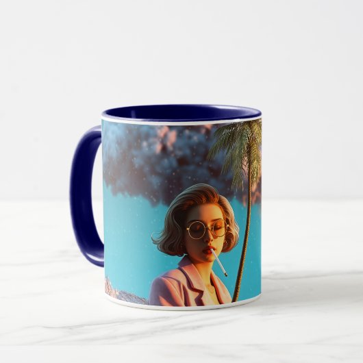 Surreale Frau mit Palme Tasse (Vorderseite Links)