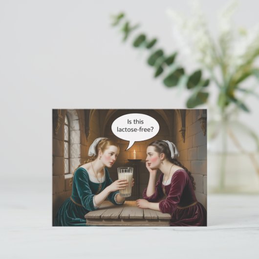 Surreale Frauen und Milch Ist dieses Lactose-frei? Postkarte (Stehend Vorderseite)