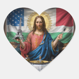 surreale Kunstwerke, die Jesus aus dem letzten Sup Herz-Aufkleber