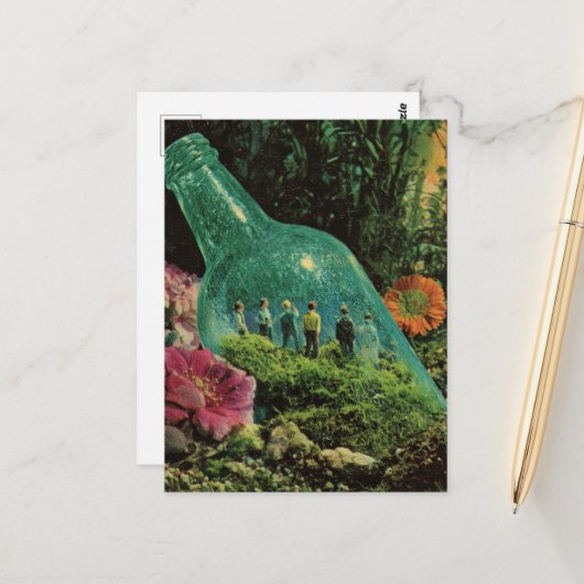 Surreale Menschen in Flaschen Postkarte (Vorderseite/Rückseite Beispiel)
