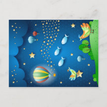 Surreale Nacht mit Ballons und Sternenwelle