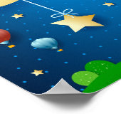 Surreale Nacht mit Mond und Sternenwelle Poster (Ecke)