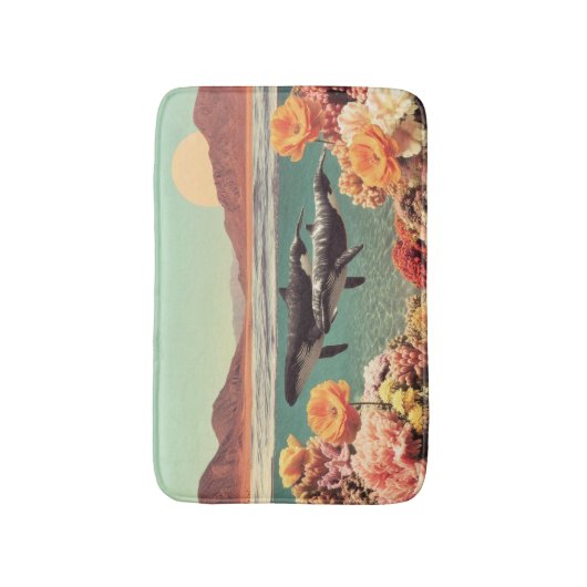 Surreale Ozeanszene mit Walen und Korallen Badematte (Vorderseite Vertikal)