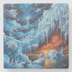 Surreale polare Fantasie Aurora Borealis Steinuntersetzer