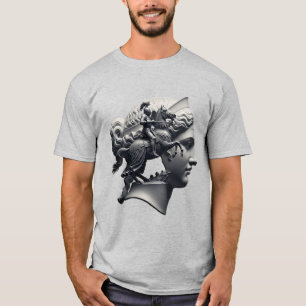 Surreale Ritter-Skulptur – Monochrome Fantasy-Dars T-Shirt