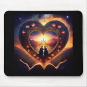 Surreale Szene mit liebevoller Paarung im Herzen Mousepad (Vorne)