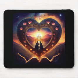 Surreale Szene mit liebevoller Paarung im Herzen Mousepad