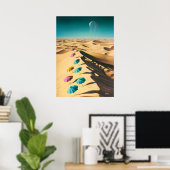 Surreale Traumlandschaft farbenfrohe Regenschirme Poster (Heimbüro)