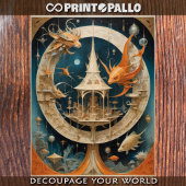 Surreale und abstrakte Welt mit Gebäude und Fische Seidenpapier